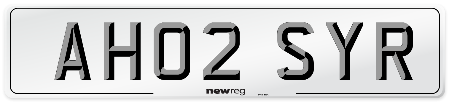 AH02 SYR Number Plate from New Reg